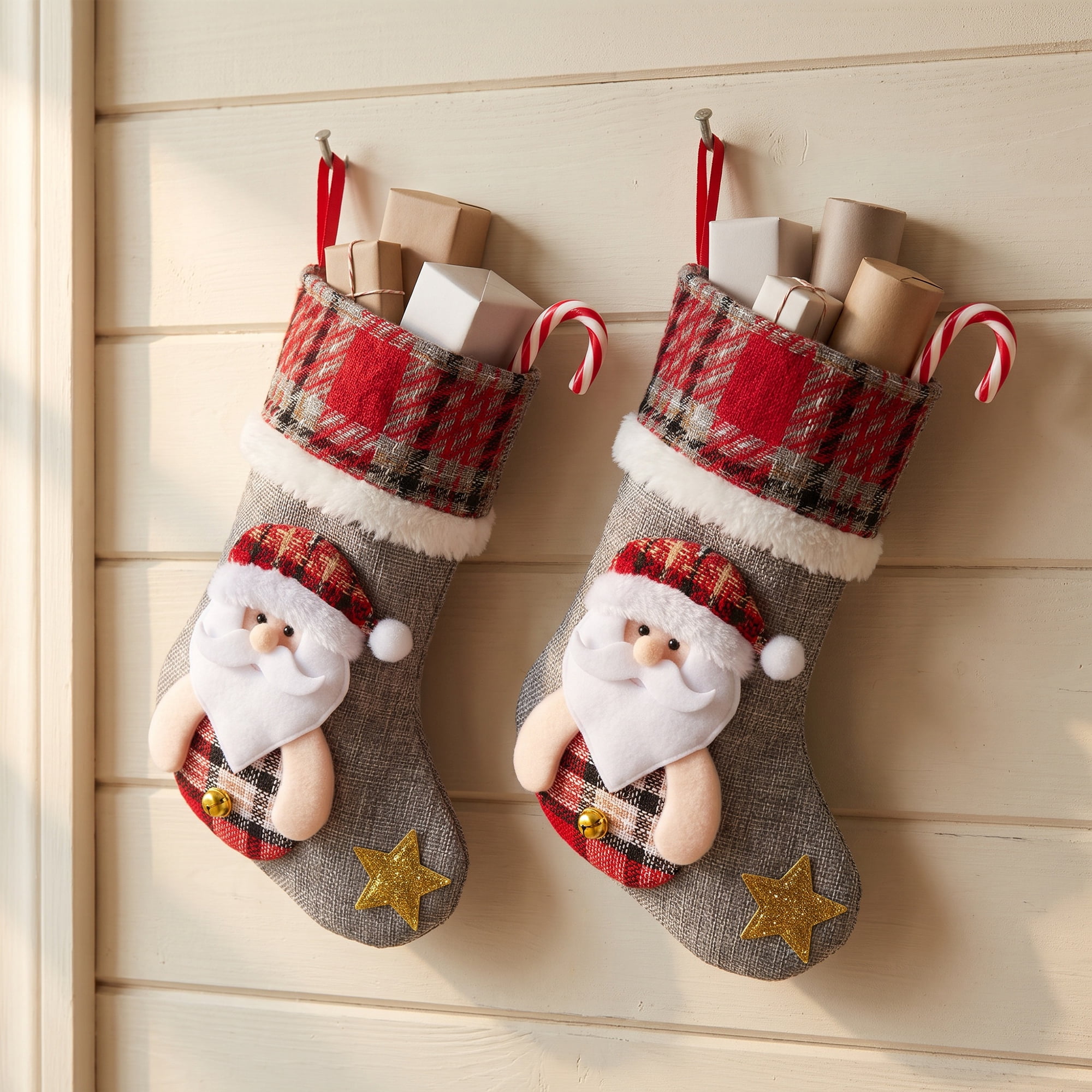 Unique Bargains Cartoon Christmas Stockings Assorted Garland Accents Gray Old Man 8"