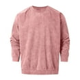 thumbnail image 5 of AWZXDE Men's Solid Color Crewneck Sweatshirt, Casual Home Wear Long Sleeve Pullover Pink,M, 5 of 5