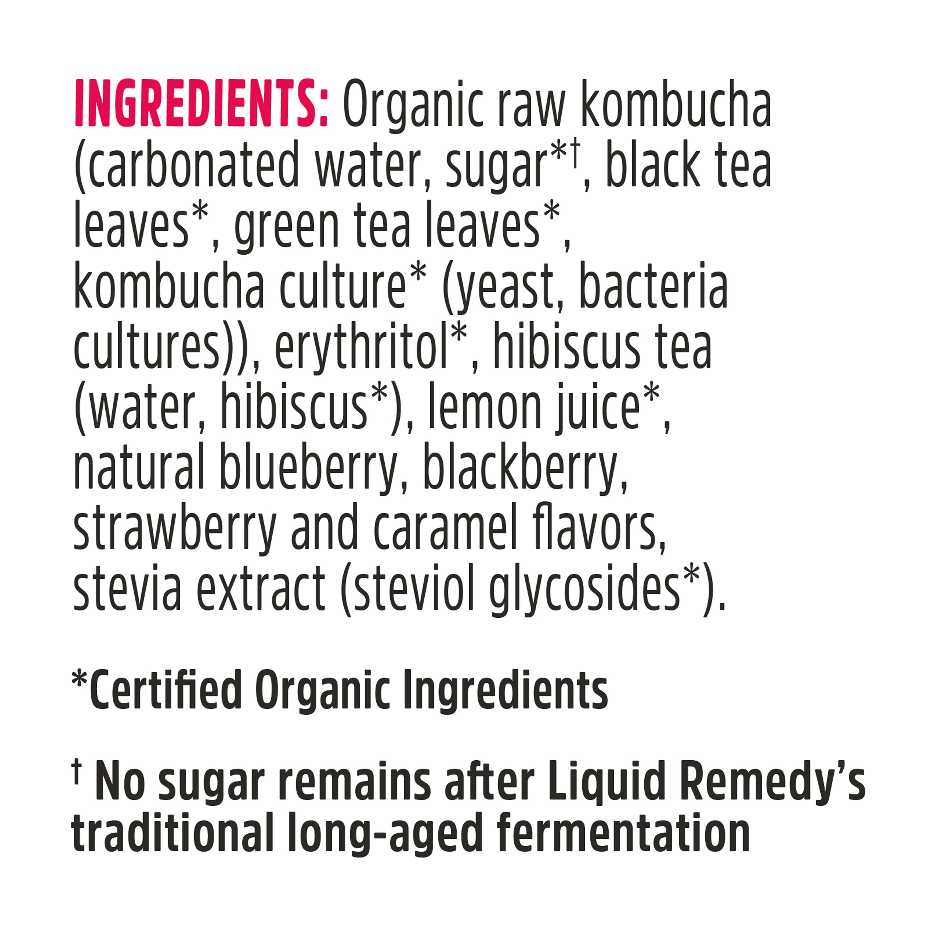 Liquid Remedy Kombucha Mixed Berry Low Calorie Sugar Free, 12 Pk, 12 oz Cans