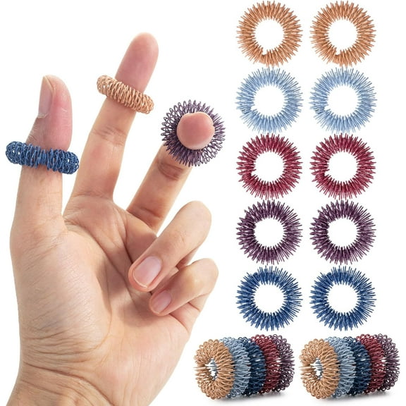 Mr. Pen- Spiky Sensory Rings, 10 Pack, Vintage Colors, Stress Relief Fidget Sensory Toys