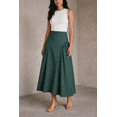 thumbnail image 3 of Moomaya Women’s 100% Cotton Midi Skirt | High Waist Panelled A-Line Flared Skirt with Side Gathers | Soft Breathable Summer Casual Wear, 3 of 5