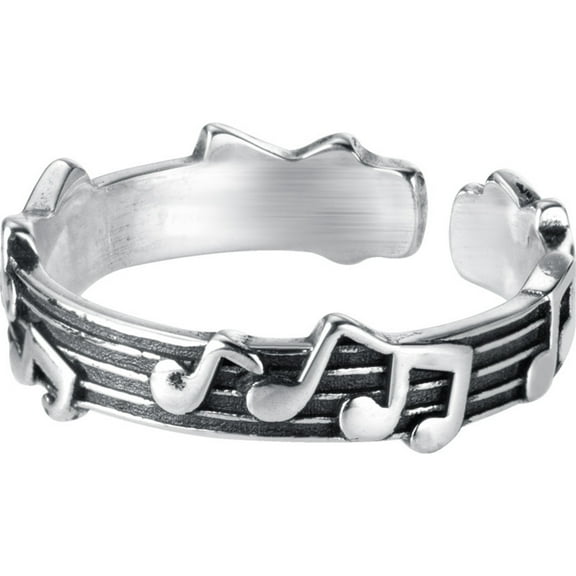 Guodhu Silver Musical Notes Band Ring | Music Note Rings Women Melody Ring Comfort Fit Adjustable Engagement Wedding Jewelry Accessories Gift Couple's for Women Men