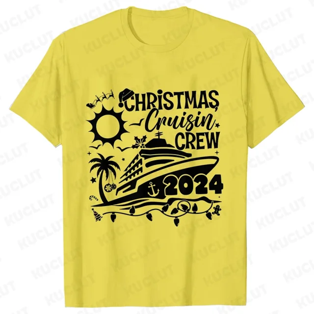 Camisetas navideñas Cruisin Crew 2024 para mujer, ropa Unisex a juego para la familia, camisetas de fiesta de viaje navideñas a la moda, camisetas Harajuku