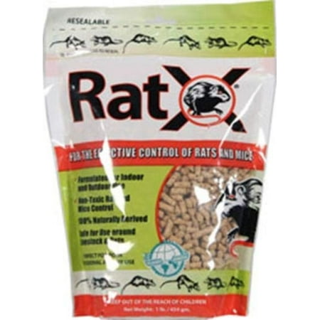 620101, RatX All-Natural Non-Toxic Humane Rat and Mouse Killer Pellets, 1 lb. Bag, Humanely kills rats and mice; non-toxic and 100% SAFE for people, pets and wildlife By EcoClear (The Best Way To Kill Mice)