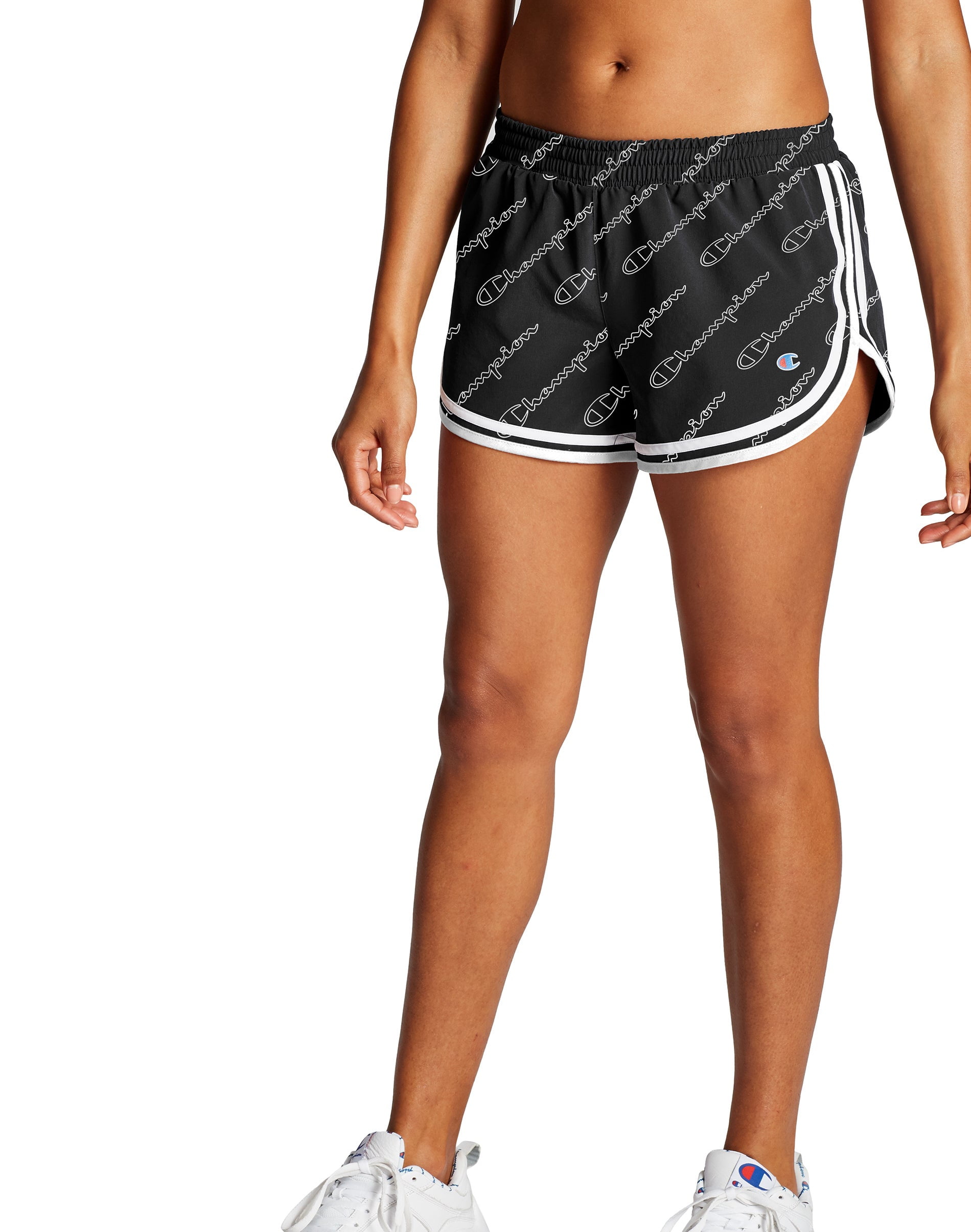 Champion Champion Women's Athletics Print Shorts Outline Script Black