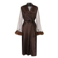 thumbnail image 4 of PEASKJP Tie Front Robe for Women Towel Bathrobes Long Soft Absorbent Robes Home Hotel Spa Robe, Khaki XL, 4 of 4
