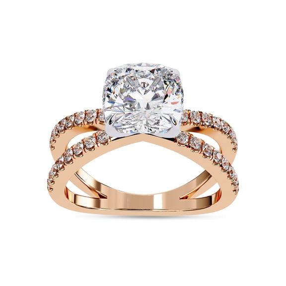 IGI Certified Lab Grown Diamond Engagement Ring | Center 8mm Cushion Cut Split Shank Solitaire Hidden Halo Wedding Rings For Women In 18k Solid Rose Gold | F-G, VS-SI Quality (2.45 Ctw) Ring Size-9