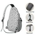 thumbnail image 3 of Sling Backpack,Black and White Christmas Snowflake Pattern Sling Bag with Water Bottle Holder,Waterproof Sling Bag for Men/Women with Headphone Jack for Hiking,Travel, 3 of 6