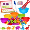 thumbnail image 1 of Counting Dinosaurs Toys Set for Kids with Sorting Bowels, 1 of 9