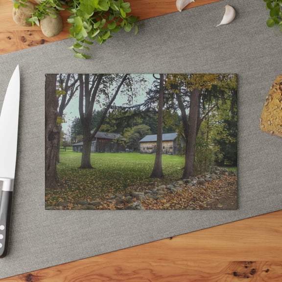 U R There Photography Wilder Road Greys I Rustic Farmhouse Tempered-Glass Cutting Board 8"x 11"