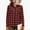 Red, variant on Women's Plaid Flannel Long Sleeve Button-Down Shirt Cuffed Tops