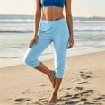 thumbnail image 6 of Ihhxva Women's Capri Pants 3/4 Length Cuffed Ankle Relaxed Fit Elastic Waist Yoga Pockets Stretchable Summer Jogger Leggings Gym Daily Wear S-2XL, 6 of 9