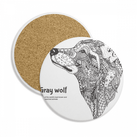 

Gray Wolf Friend Company Coaster Cup Mug Tabletop Protection Absorbent Stone