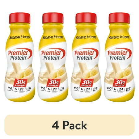 (4 pack) Premier Protein Shake, Bananas & Cream, 30g Protein, 11.5 Fl Oz, 1 Ct
