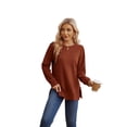 thumbnail image 2 of Ronuti Sweatshirt for Women Side Split Fall Fashion Long Sleeve Shirts Crewneck Tunic Tops, 2 of 8