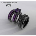 thumbnail image 3 of Couple Ring Bridal Set His Hers Women Black Gold Filled Purple AAA CZ Men Titanium Wedding Ring Band Set, 3 of 6