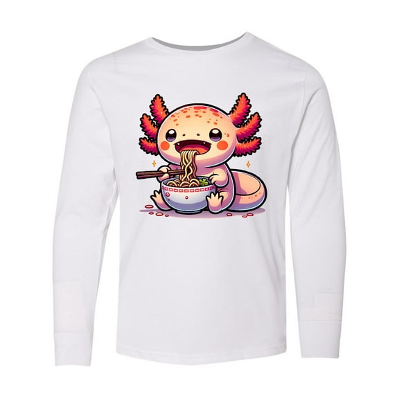 Inktastic Funny Axolotl Ramen Lover Long Sleeve Youth T-Shirt