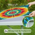 thumbnail image 6 of Rainbow Tie Dye Mandala Pattern Square Fitted Tablecloth with Elastic Edge,Square Table Cover,Washable Elastic Table Cover for Home Kitchen Party Decor 36"x36", 6 of 6