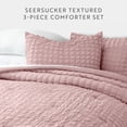 thumbnail image 5 of Noble Linens 3 Piece Seersucker Textured All Season Down-Alternative Comforter Set, Rose, Full/Queen, 5 of 15