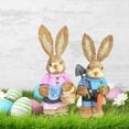 thumbnail image 4 of Set of 2 Rustic Straw Easter Bunnies – 14" Hand-Woven Standing Rabbits Figurines – Natural Spring Decor for Dining Table, Porch & Entryway (Pair) Style F, 4 of 6