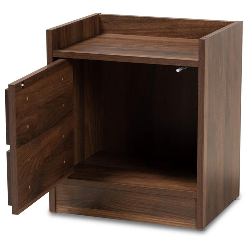 Baxton Studio Hale Modern and Contemporary Walnut Brown Finished Wood 2-Drawer Nightstand