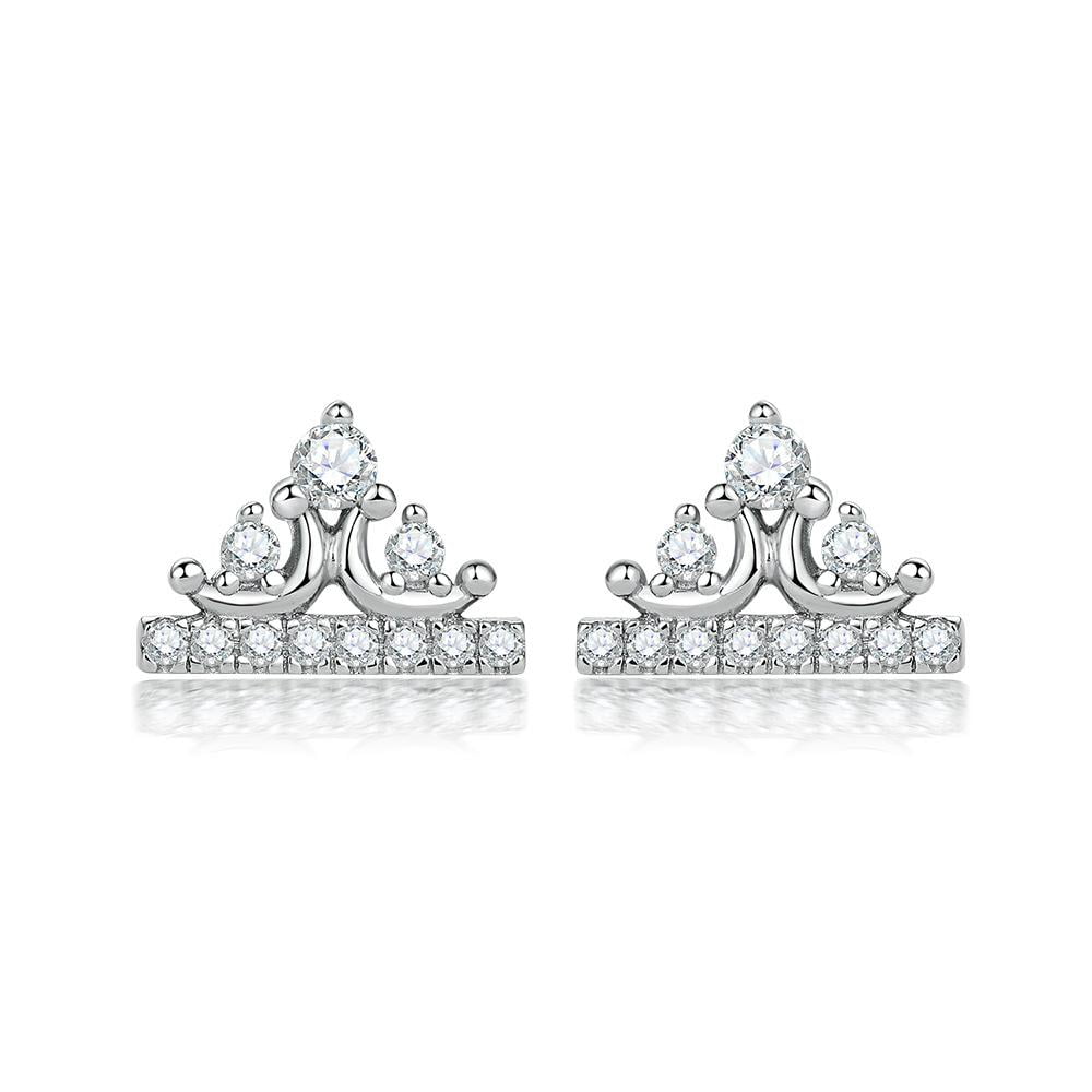 Round Cubic Zirconia Stud Earrings for Women, S925 Sterling Silver