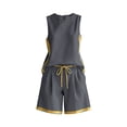 thumbnail image 5 of BUIGTTKLOP 2 Piece Sets for Women Sleeveless Tank Tops Drawstring Elastic Waisted Shorts Colorblock Summer Tracksuits 2026, 5 of 6