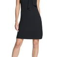 thumbnail image 3 of VINCE CAMUTO Womens Black Stretch Zippered Darted Bow-neck Lined Sleeveless Tie Neck Short Party Shift Dress 12, 3 of 3