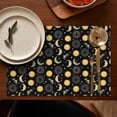 thumbnail image 5 of Black Sun Moon Star Pattern Summer Placemats Table Placemats Set Of 4-Linen Kitchen Washable Placemats Table Mats 11.8"x17.7" Non-Slip Heat Resistant, 5 of 6