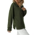 thumbnail image 3 of Qiylii Women Solid Color Sweatshirt, Long Sleeve Lapel Zipper Pullover Tops, 3 of 9