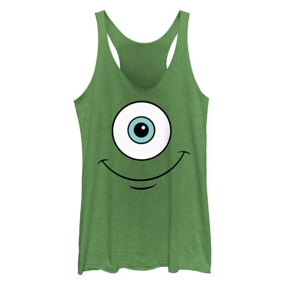 Women's Monsters Inc Mike Wazowski Eye Smile Racerback Tank Top