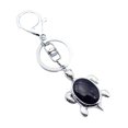 thumbnail image 3 of Bolsa Cadena de Piedras Animal Colgante Tortuga Llavero Llavero - Jaspe rojo, tal se describe Blue Yinane llavero de tortuga para hombres, 3 of 4
