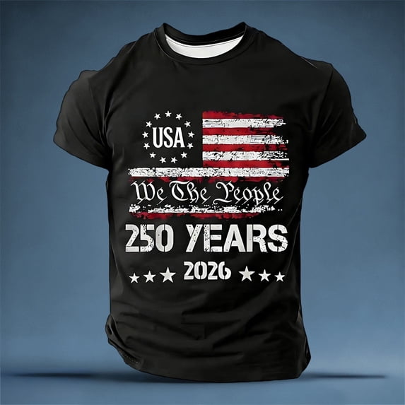 250 Anniversary Usa Shirt Mens Shirts Short Sleeve Vintage 250 Years American 1776-2026 250th Birthday Usa T-Shirt Big & Tall Casual Stylish America Pullover Activewear