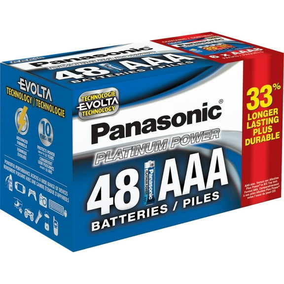 Panasonic Platinum Power AAA Alkaline Battery, 48 pack