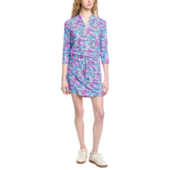 IBKUL womens  3/4-Sleeve Drawstring Dress, XL, Pink