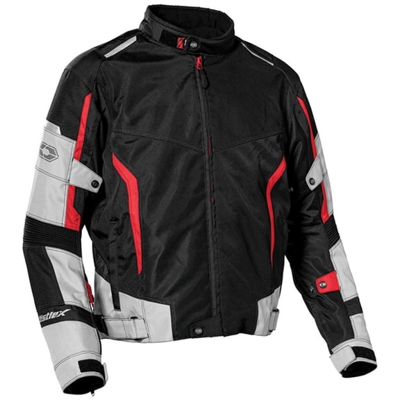 Castle Max Air 2 Mens Textile Motorcycle Jacket Black/Silver/Red 4XL