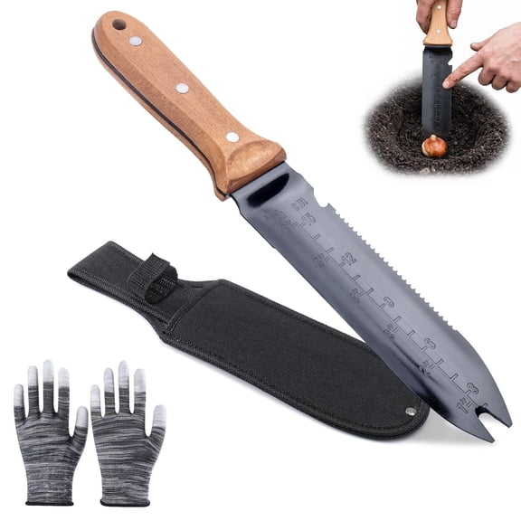7" Multi‑Functional Garden Shovel – Stainless Steel Blade, Wood Handle for Weeding & Transplanting