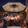 thumbnail image 3 of Costway 10 FT Solar LED Patio Umbrella, Push-Button Tilt & Crank, 24 LED Lights & 8 Ribs Brown, 3 of 10