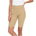thumbnail image 3 of Women's Soft Solid Elastic Waist Casual Short Pants, Comfy Travel Shorts with Functional Pockets, Lightweight Polyester Blend for Walking, Running Errands, Sightseeing, | TruBelle,Khaki S, 3 of 7