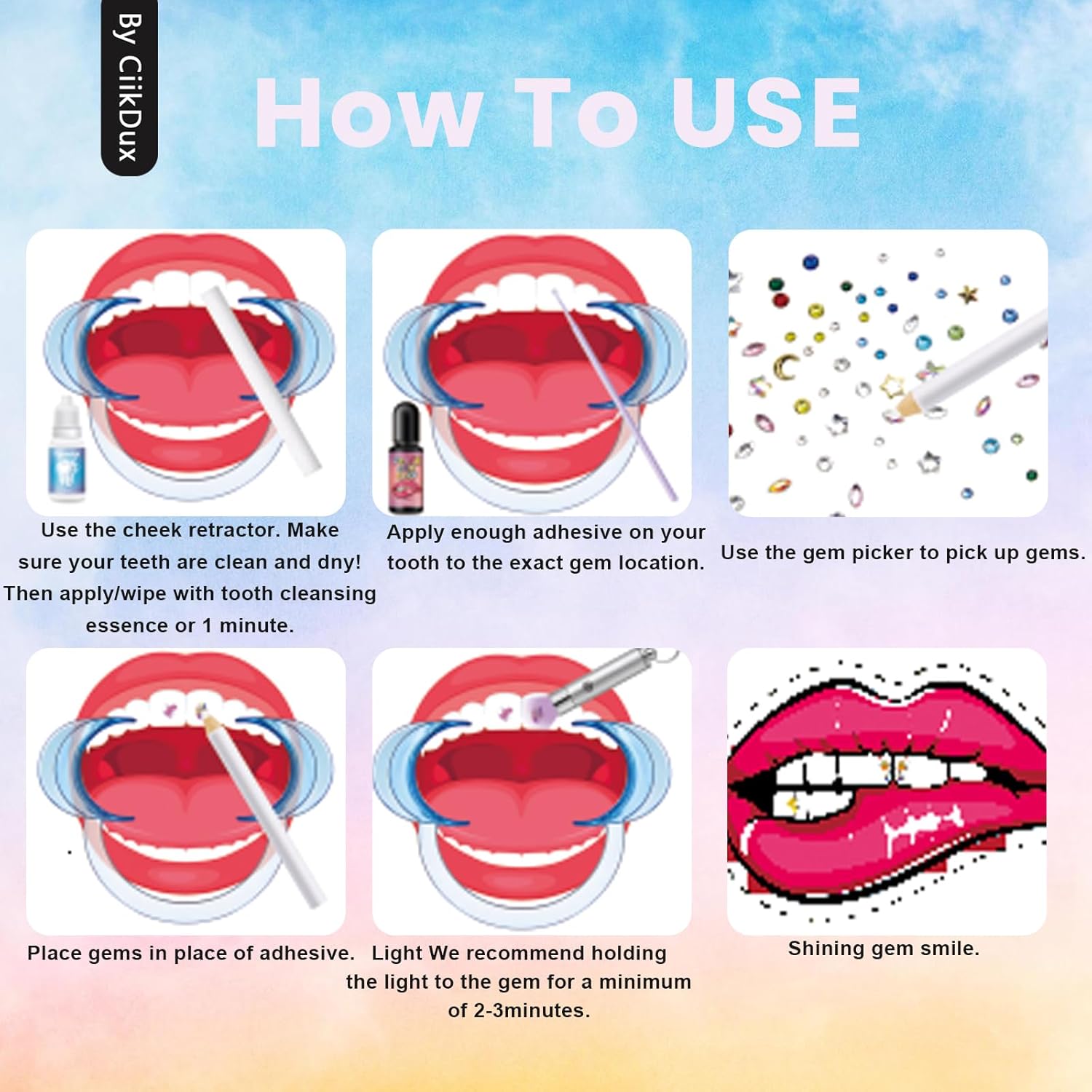 DIY Tooth Jewelry Kit - 770 Crystals, 12 Shapes Bedazzle Gems, Teeth Jewelry Starter Set