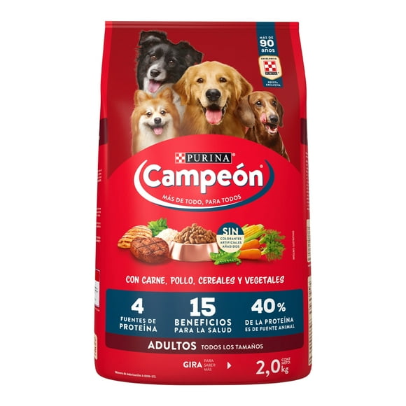 Alimento para Perro Purina Campeón Adulto Todos los Tamaños Carne 2 Kg