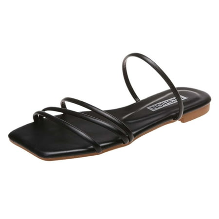 

zttd women flat strap open toe slippers square head strap beach sandals fairy fashion slippers flat open toe slippers summer casual fashion beach slippers women s slipper a
