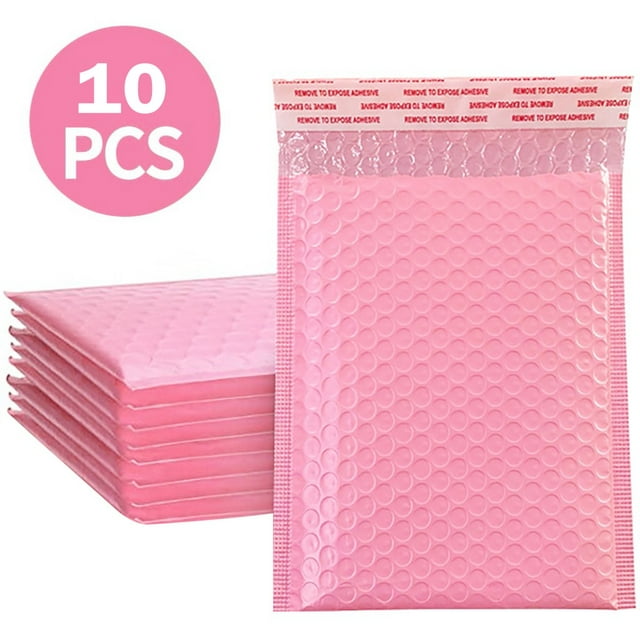 10Pcs Bubble Mailers Padded Envelopes Lined Poly Mailer Self Seal Pink