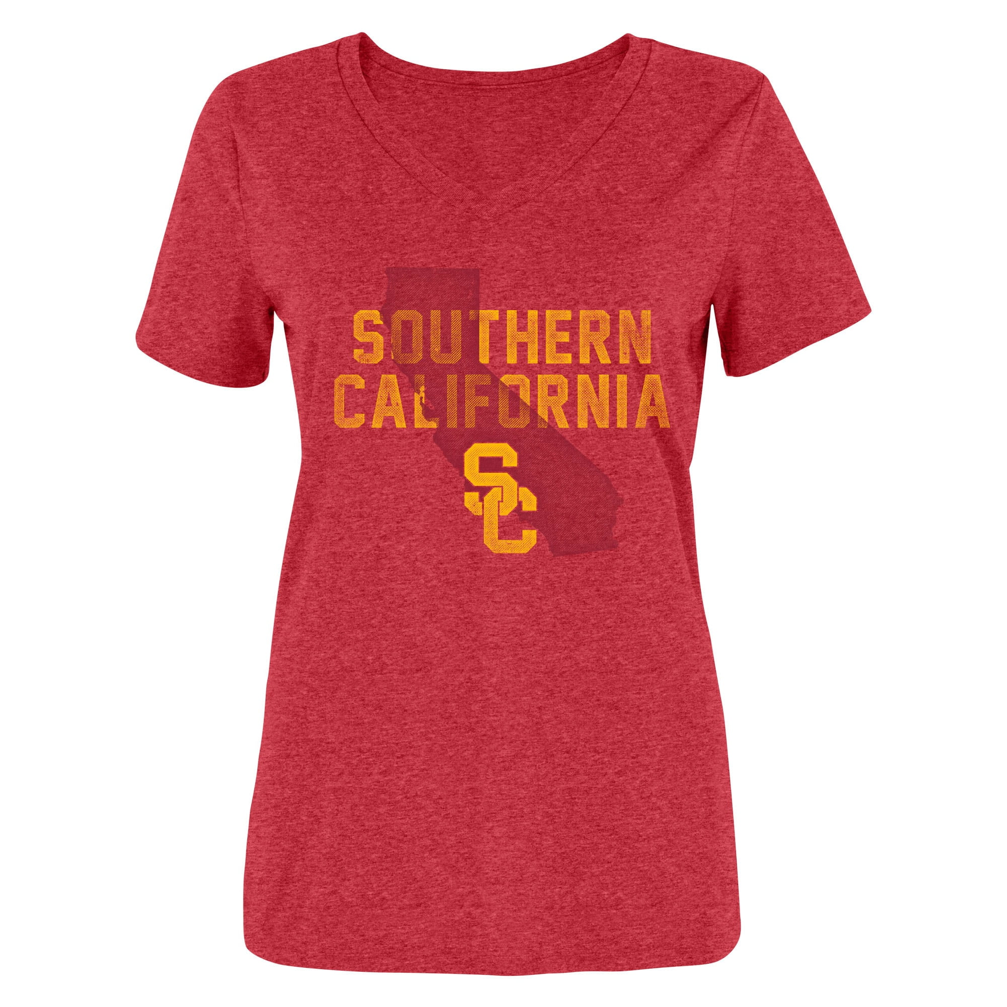 USC Trojans Men's Distressed Arched Crew Neck T-Shirt Cardinal Red 