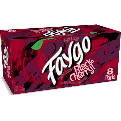 Faygo Black Cherry Soda Pop – 12 fl oz Cans, 8 Pack – Sweet Cherry Flavored Soft Drink, Refreshing Carbonated Soda