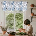 thumbnail image 5 of Ombre Blue Coral Shell Window Valance Curtain Watercolor Gray Marine Life Rod Pocket Short Curtain for Living Room, Bedroom & Kitchen Window Decor 60x18in, 5 of 8