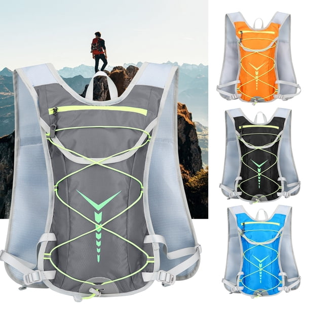 Mochila de hidratación con vejiga de 2L - Mochila ligera para ciclismo y senderismo para correr, acampar - Malla transpirable, tiras reflectantes (azul)