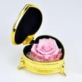 thumbnail image 2 of Rosa preservada hecha , flores inmortales románticas, el para cumpleaños femenino, Oro rosado BLESIY Flor de rosa eterna, 2 of 8