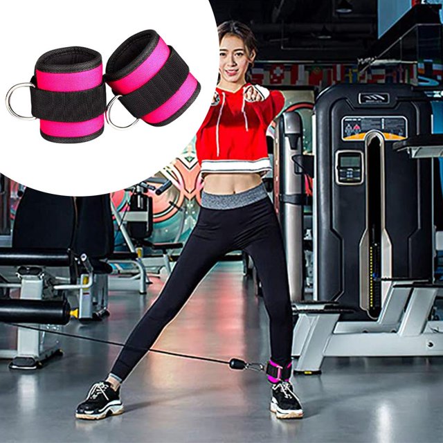 Correas de tobillo acolchadas para sujeción de de cable Pierna Polea de retroceso Par de entrenamiento Puños de tobillo para caderas Isquiotib Rosado Macarena Correa de tobillo de gimnasio