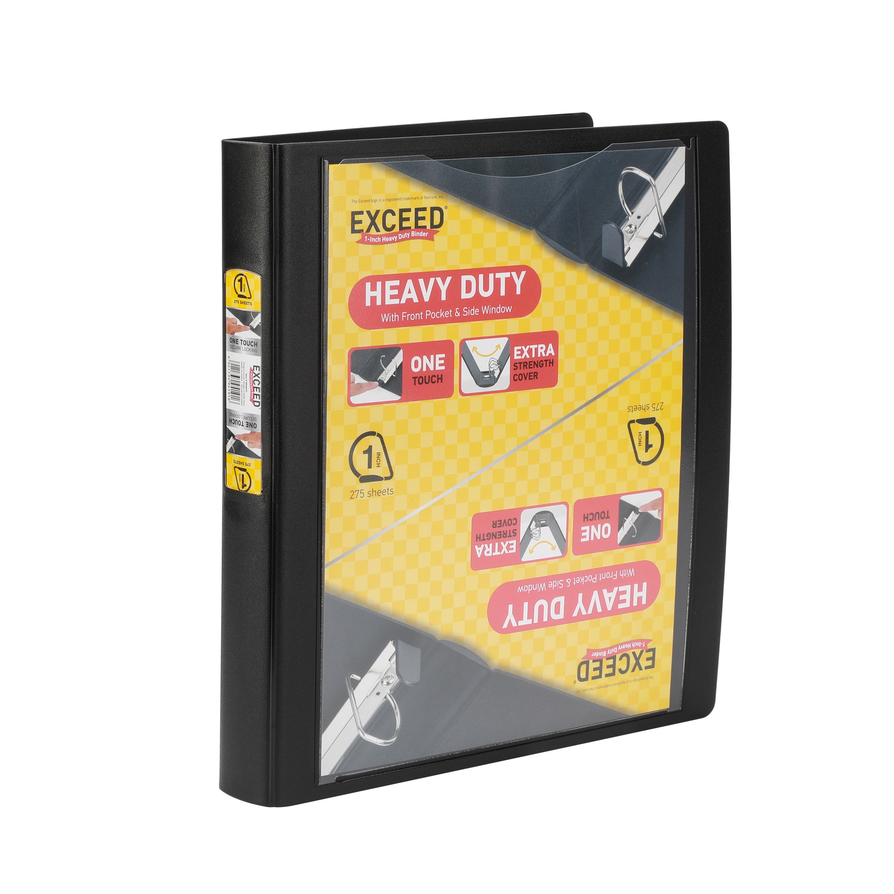 Exceed 1.5 inch Heavy Duty Binder, Black, Slant D-Ring